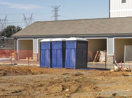 multiple construction portable toilets can be rented at once for a single work site in order to accommodate multiple staff members and prevent lines